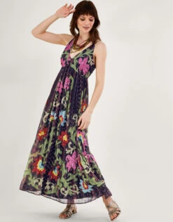 MONSOON Helen Embellished Maxi Dress In Recycled Polyester Black -Amour Fashion 21 54291001 1