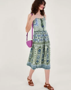 MONSOON Heritage Print Lace Trim Dress Green -Amour Fashion 21 54312699 1
