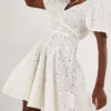 MONSOON Schiffli V-Neck Pleated Short Dress White -Amour Fashion 21 54313513 1