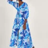 MONSOON Swirl Print Maxi Dress Blue -Amour Fashion 21 54314102 1