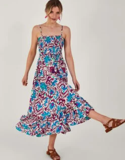 MONSOON Fire Flower Ikat Cami Dress Blue -Amour Fashion 21 54315402 1
