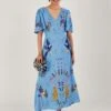 MONSOON Audra Embroidered Tea Dress In Recycled Polyester Blue 1 MONSOON Audra Embroidered Tea Dress In Recycled Polyester Blue -Amour Fashion 21 64019302 1