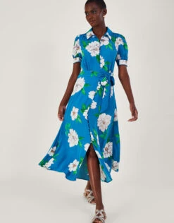 MONSOON Milana Embellished Shirt Dress In Sustainable Viscose Blue -Amour Fashion 21 64019902 1