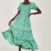 MONSOON Gigi Print Bardot Maxi Dress In Sustainable Viscose Green -Amour Fashion 21 64043407 1