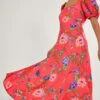 MONSOON Regina Floral Print Tea Dress With Sustainable Viscose Orange -Amour Fashion 21 64044034 1