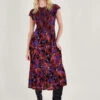 MONSOON Shirred Floral Dress In LENZING™ ECOVERO™ Black -Amour Fashion 21 64070301 1