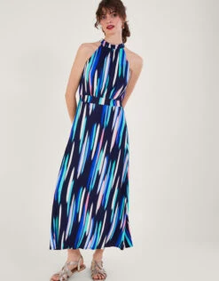 MONSOON Holly Print Halter Neck Maxi Dress Blue -Amour Fashion 21 64074761 1