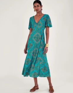 MONSOON Print Midi Dress Blue -Amour Fashion 21 64177680 1