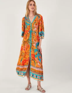 MONSOON Palm Print Dress In LENZING™ ECOVERO™ Orange -Amour Fashion 21 64178515 1