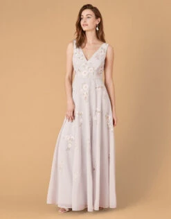 MONSOON Addison Floral Embroidered Maxi Dress Blue