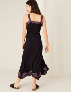MONSOON Embroidered Jersey Hanky Hem Dress Black -Amour Fashion 22 14562901 2