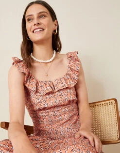 MONSOON Ruffle Neck Printed Jersey Dress Orange 7 MONSOON Ruffle Neck Printed Jersey Dress Orange -Amour Fashion 22 14578363 2