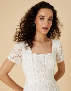 MONSOON Kim Square Neck Lace Bridal Dress Ivory -Amour Fashion 22 24284146 2