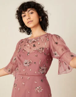 MONSOON Roxanne Embellished Midi Dress Pink -Amour Fashion 22 24288273 2