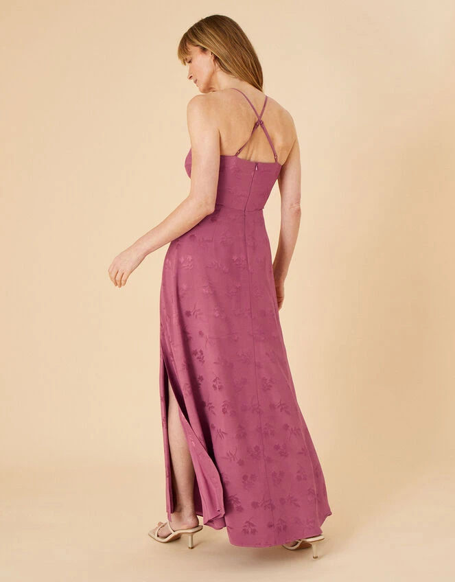MONSOON Annie Satin Jacquard Maxi Dress Pink 4 MONSOON Annie Satin Jacquard Maxi Dress Pink - Image 2