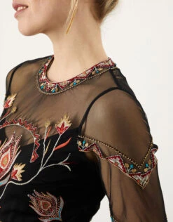 MONSOON Sophie Embellished Maxi Dress In Recycled Polyester Black -Amour Fashion 22 24301401 2