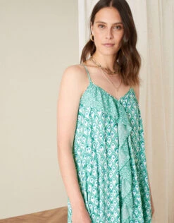 MONSOON Printed Ruffle Midi Dress Green -Amour Fashion 22 24462707 2