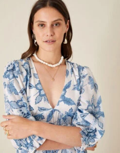 MONSOON Roxanna Floral Tiered Maxi Dress Blue -Amour Fashion 22 24464002 2