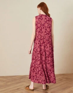 MONSOON Sleeveless Floral Trapeze Maxi Dress Red -Amour Fashion 22 34064409 2