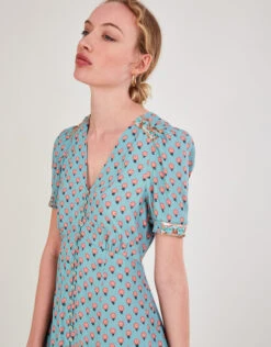 MONSOON Emery Embellished Print Dress Blue 8 MONSOON Emery Embellished Print Dress Blue -Amour Fashion 22 34101480 2