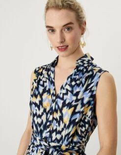 MONSOON Zig Zag Button Down Dress Blue -Amour Fashion 22 34157702 2