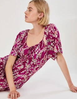 MONSOON Strappy Feather Jersey Maxi Dress Pink -Amour Fashion 22 34165010 2