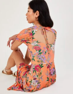 MONSOON Lace Insert Floral Jersey Dress Orange -Amour Fashion 22 34169086 2