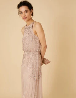 MONSOON Embellished Maxi Dress In Recycled Polyester Pink -Amour Fashion 22 34313410 2