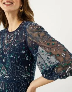 MONSOON Lily Embellished Maxi Dress In Recycled Polyester Blue -Amour Fashion 22 34320961 2