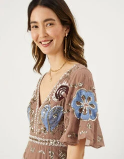 MONSOON Blakely Embellished Maxi Dress With Recycled Polyester Pink -Amour Fashion 22 34321921 2