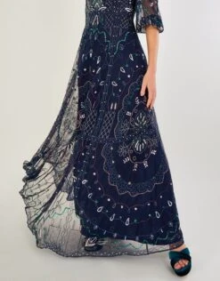 MONSOON Lily Embellished Maxi Dress With Recycled Polyester Blue -Amour Fashion 22 34515661 2