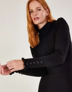 MONSOON Roll Neck Knit Dress With LENZING™ ECOVERO™ Black -Amour Fashion 22 34631101 2