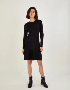 MONSOON Tie Back Scallop Neck Dress With LENZING™ ECOVERO™ Black -Amour Fashion 22 34631201 1