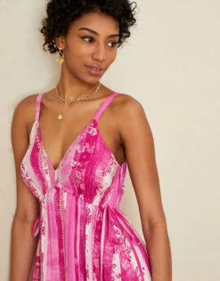 MONSOON Multi Stripe Tiered Cami Dress In LENZING™ ECOVERO™ Pink -Amour Fashion 22 34734610 2