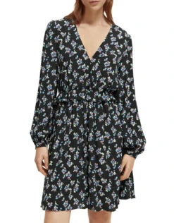 Scotch And Soda Elasticated Waist Floral Mini Dress Black -Amour Fashion 22 41493101 3