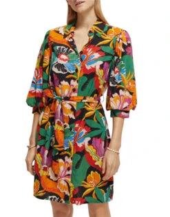 Scotch And Soda Print Puff Sleeve Dress Multi -Amour Fashion 22 41494308 3