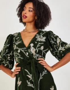 MONSOON Stephanie Velvet Maxi Dress Green -Amour Fashion 22 44121107 2