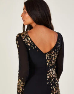 MONSOON Wendy Embroidered Midi Dress In Recycled Polyester Black -Amour Fashion 22 44123201 2