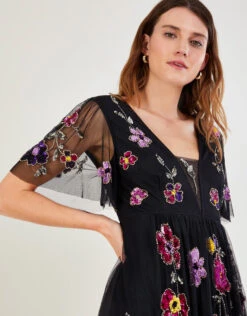 MONSOON Faye Embellished Maxi Dress Black -Amour Fashion 22 44123401 2