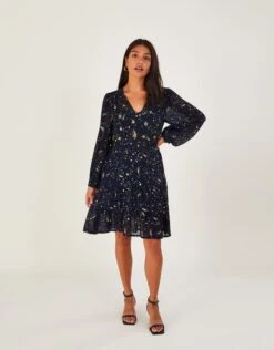 MONSOON Constella Foil Sequin Dress Blue -Amour Fashion 22 45052054 2