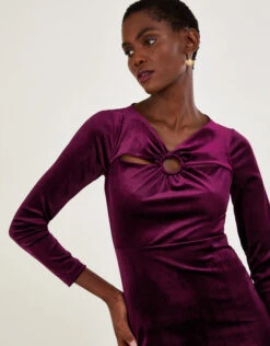 MONSOON Cece Velvet Shift Dress With Recycled Polyester Red -Amour Fashion 22 45078409 2