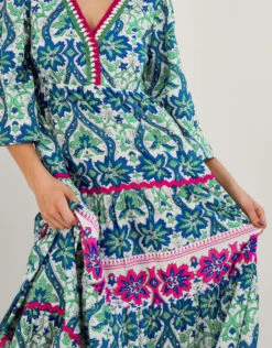 MONSOON Willow Woodblock Print Dress Blue -Amour Fashion 22 54011702 2