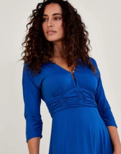 MONSOON Ring Detail Ruched Jersey Midi Dress Blue -Amour Fashion 22 54067202 2