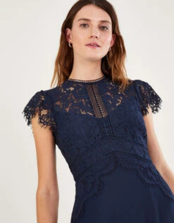 MONSOON Louise Lace Shorter Length Dress Blue -Amour Fashion 22 54075961 2