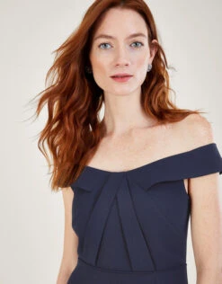 MONSOON Beatrice Crepe Bardot Maxi Dress Blue -Amour Fashion 22 54076161 2