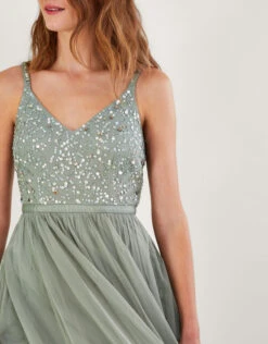 MONSOON Autumn Embellished Maxi Dress In Recycled Polyester Green -Amour Fashion 22 54080407 2