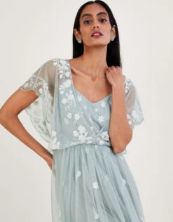 MONSOON Sophie Embroidered Shorter Length Maxi Dress Green -Amour Fashion 22 54080827 2