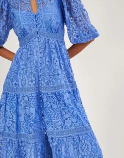 MONSOON Rhea Lace Hanky Hem Shirt Dress Blue -Amour Fashion 22 54083002 2