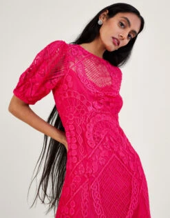 MONSOON Embeth Lace Hanky Hem Dress Pink -Amour Fashion 22 54083110 2