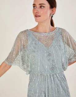 MONSOON Elizabeth Embellished Shorter Length Maxi Dress In Recycled Polyester Green -Amour Fashion 22 54083507 2